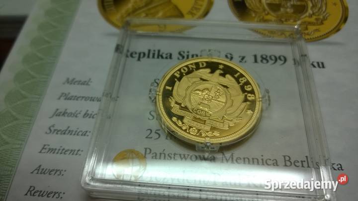 moneta REPLIKA SINGLE 9 Z 1899r Ag PLATEROWANA Warszawa sprzedam