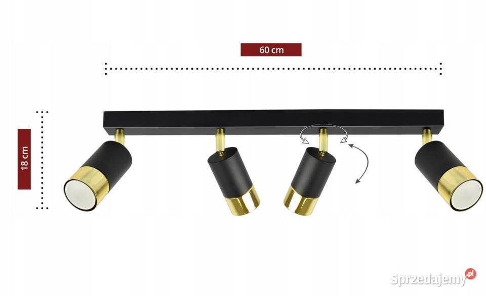 Lampa Sufitowa SPOT Tuby Metal Czarna Złota GU10