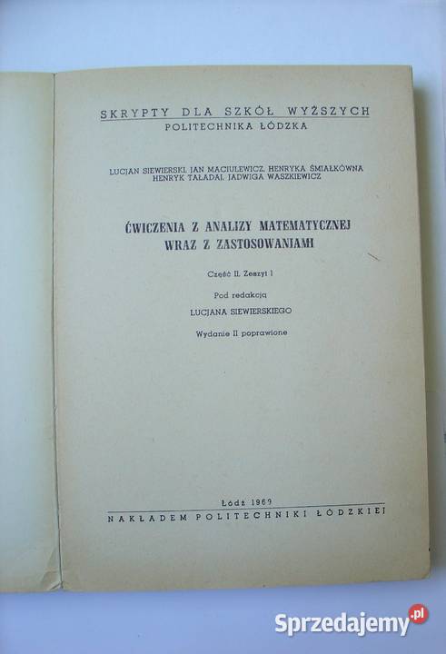 Ćwiczenia z analizy matematycznej z Książki naukowe i popularnonaukowe łódzkie Łódź