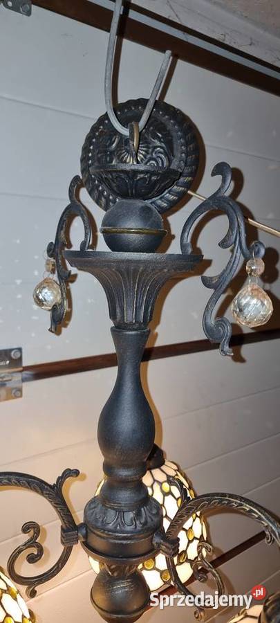 Lampa żyrandol witrażowa Tiffany Kaliska
