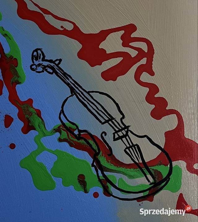 Obraz na płótnie autorski akryl skrzypce Łomża