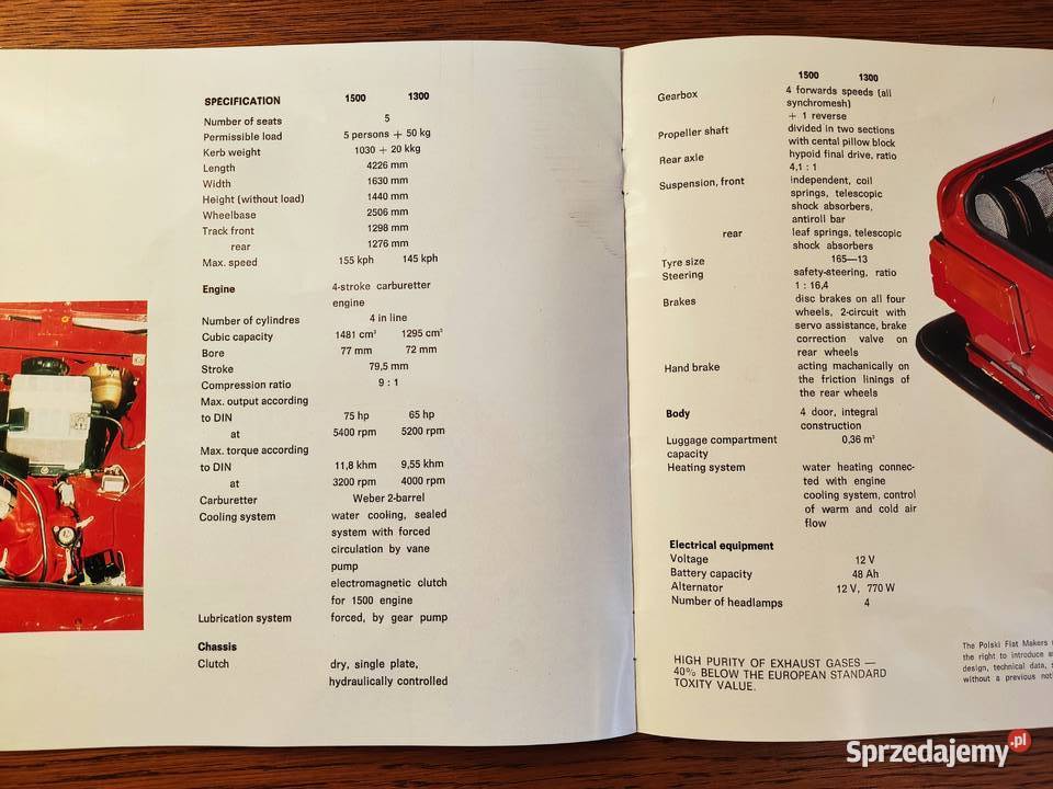 Prospekt folder broszura Polski Fiat 125p opolskie Głuchołazy