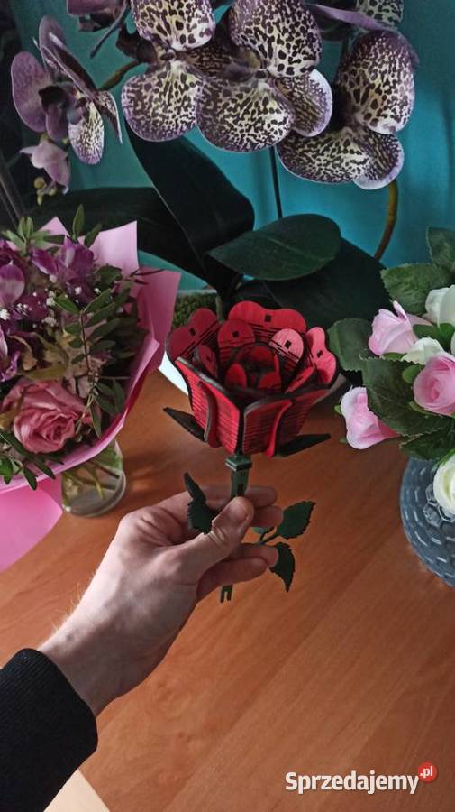 Drewniana Wieczna Róża w Doniczce Walentynki Warszawa