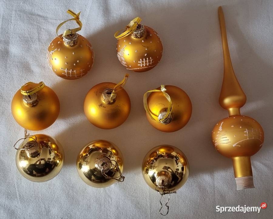 Złote szklane bombki choinkowe szpikulec mazowieckie Warszawa