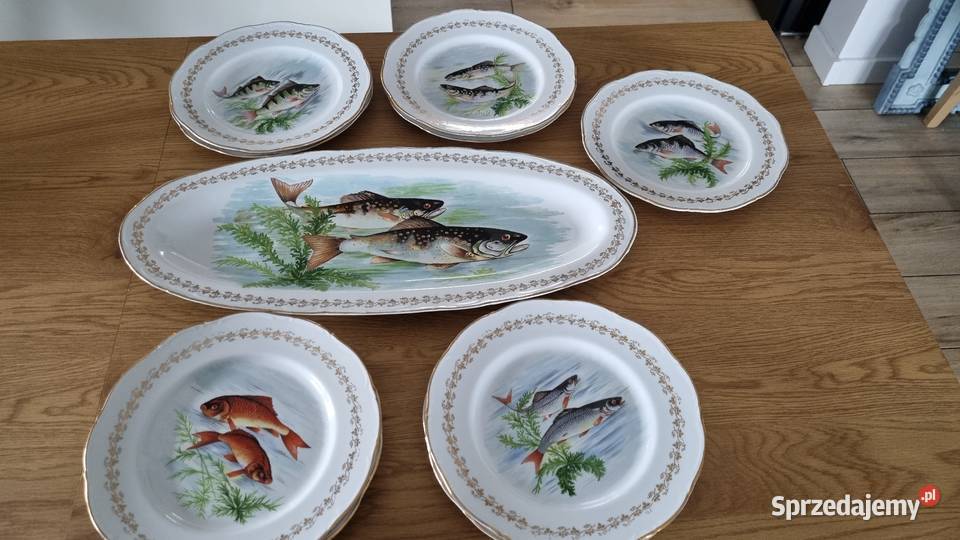 Serwis Rybny Porcelana Francuska Digion Wyposażenie wnętrz Wola Podłężna