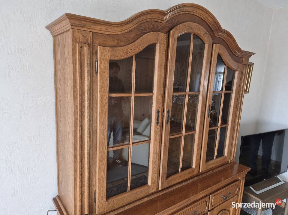 Witryna kredens dębowy komoda z witryną Sypniewo