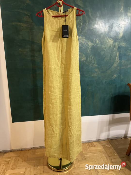 Sukienka damska 34 Massimo Dutti limonkowa z lnu Częstochowa sprzedam