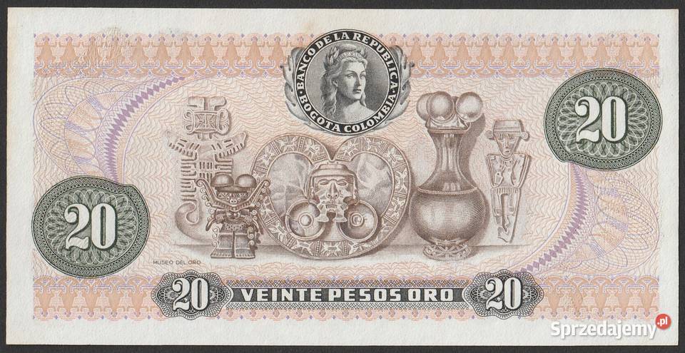 Kolumbia 20 pesos 1982 stan bankowy UNC Łódź