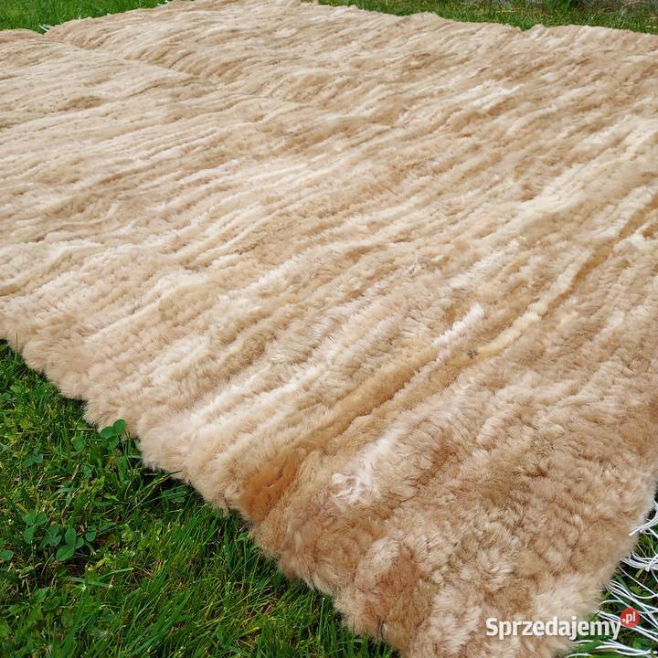 Dywan Skóra Owcza Tkana Narzuta Jasny Brąz Szaflary