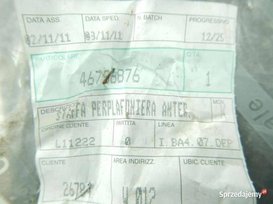 ZACZEP LAMPKI SUFITU FIAT STILO LANCIA YPSILION
