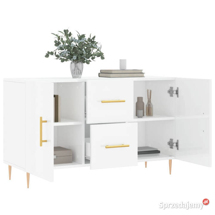 Komoda biała z połyskiem 100x36x60 materiał Warszawa