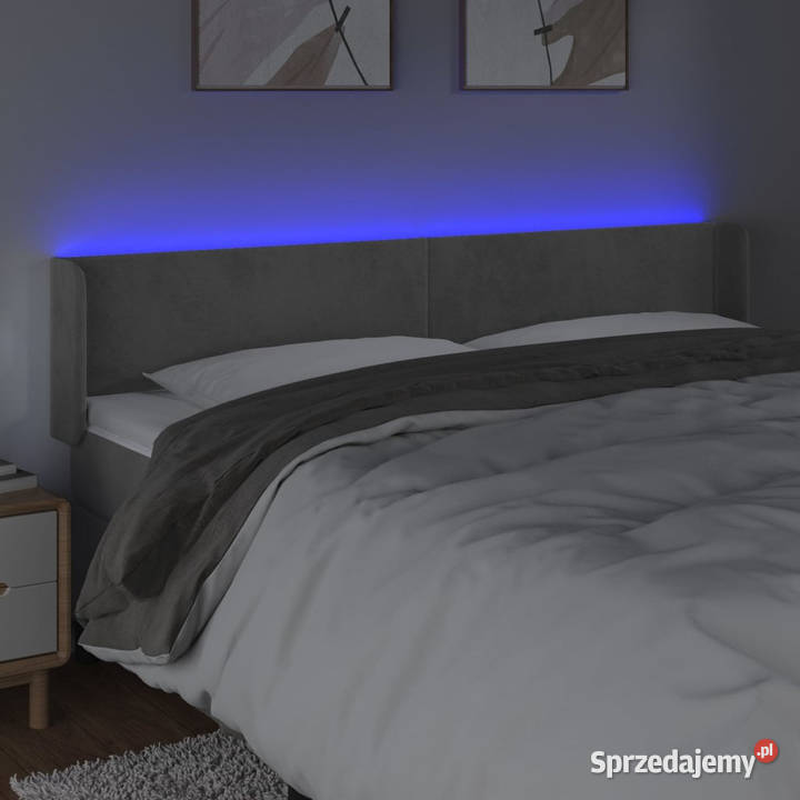 Zagłówek do łóżka z LED jasnoszary 163x16x7888 Warszawa