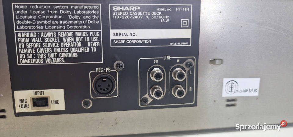 Magnetofon Sharp RT11 casette deck Międzychód