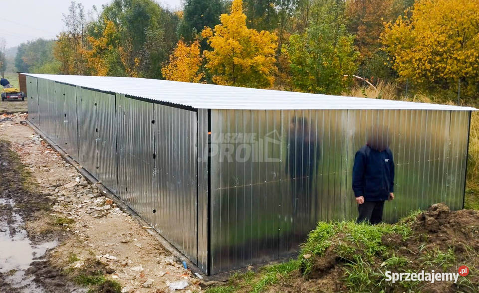 GARAŻ BLASZANY RZĄD 175m x 5m spad tył 4x Brama blacha Rzeszów
