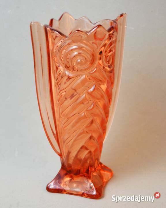 Wazon art deco sowa huta szkła Niemen skrzydlak Pomiechówek
