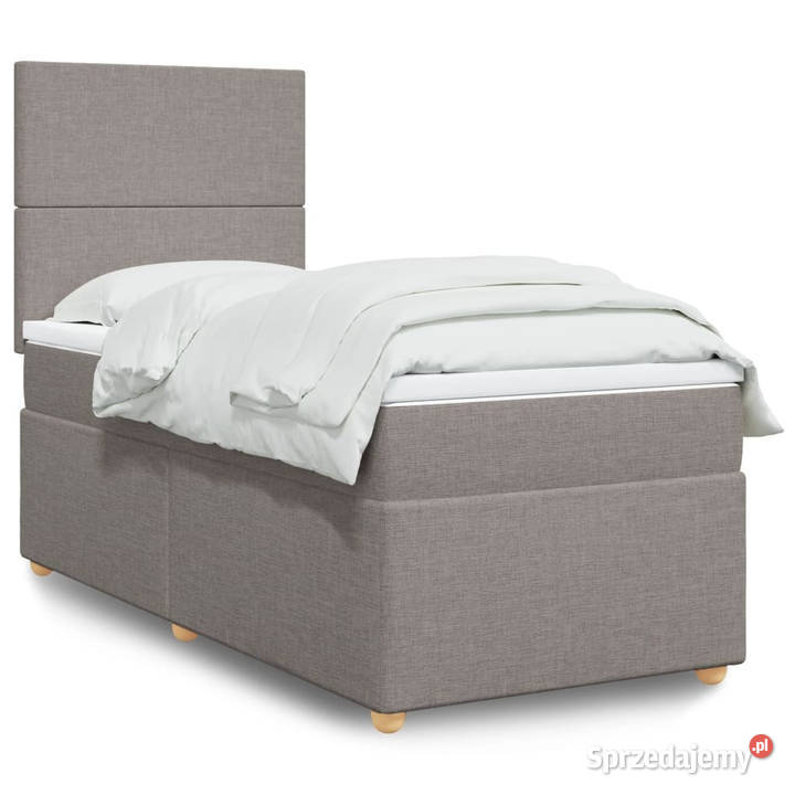 Łóżko kontynentalne z materacem taupe tkanina 90cm Warszawa