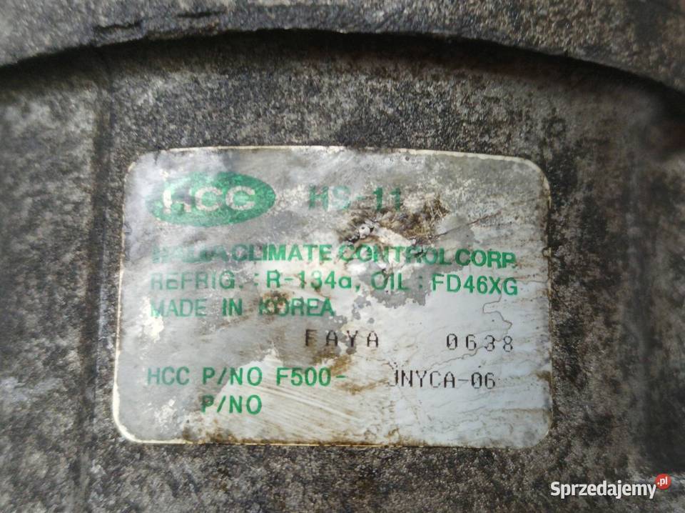 SPRĘŻARKA KLIMATYZACJI F500JNYCA06 14 MPI Tata Rok produkcji 2010