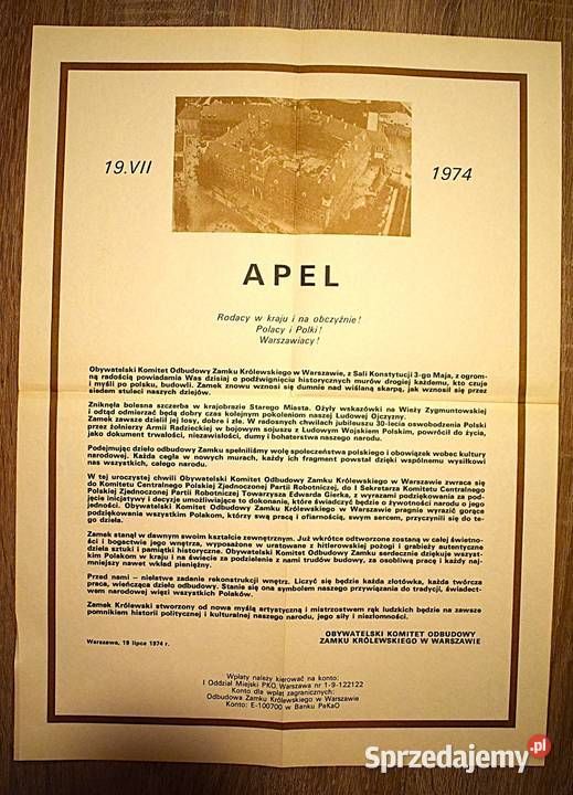 Zamek Królewski w Warszawie Apele z 197174 3 Antykwariat Chełmno