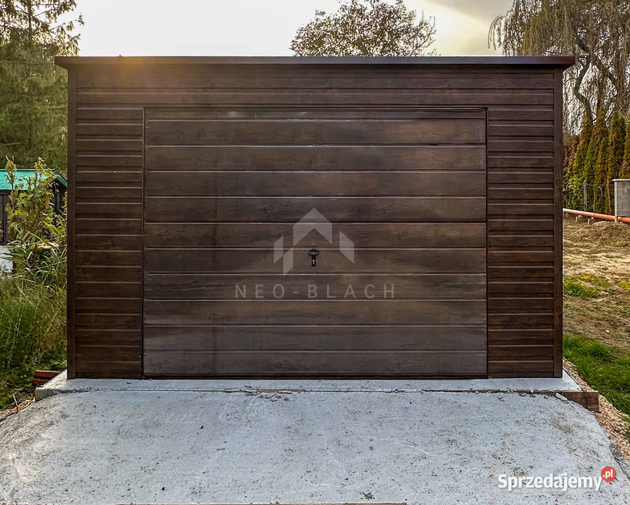 Garaż Blaszany 4x6m Brama uchylna Rynny Ciemny 24m2 wielkopolskie Nowy Tomyśl