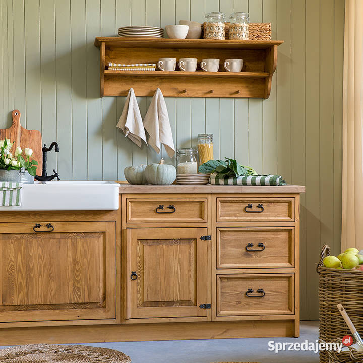 Wieszak ścienny z półką drewnianą do przedpokoju 33cm Szafy, regały, półki małopolskie Maków Podhalański