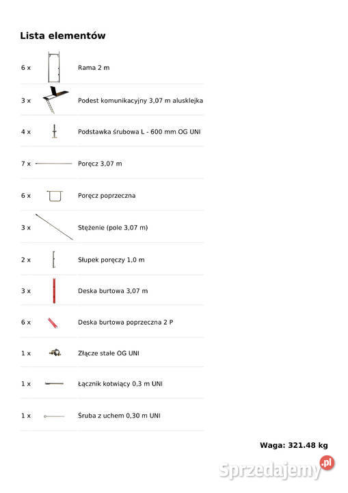 Rusztowanie elewacyjne 2517 używane 307x82 m Stare Siołkowice