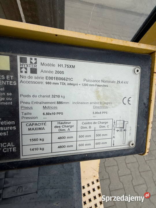 wózek widłowy HYSTER H175XM 1750 Triplex 480m