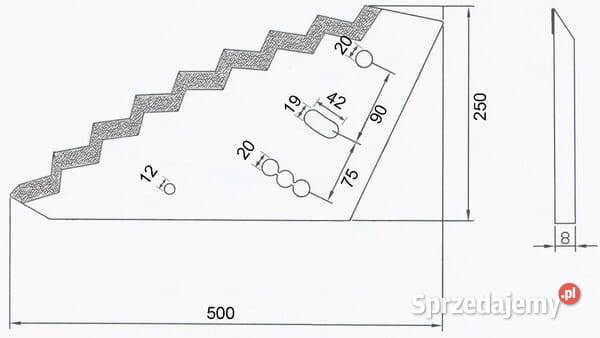 Nóż paszowozu 500x250x8 mm pasuje do Mayer małopolskie Kamionna