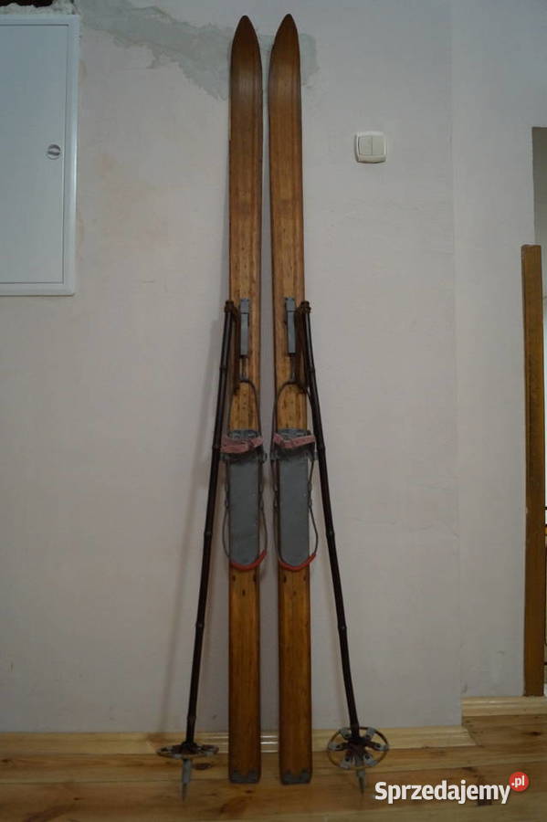 Stare narty jesionowe 180 z kijkami