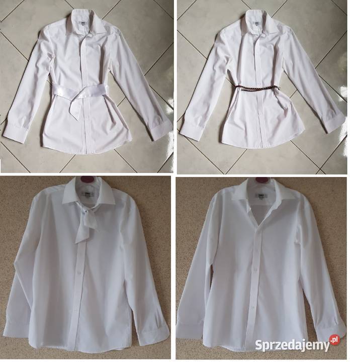 koszula biała z kołnierzykiem damska męska slim