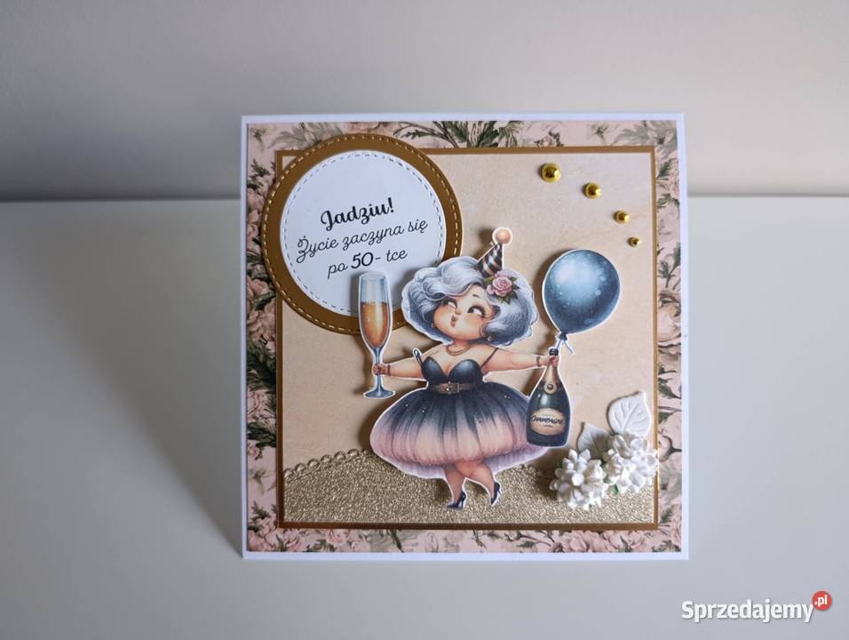 Kartka na urodziny ręcznie odejście na emeryturę Rękodzieło łódzkie