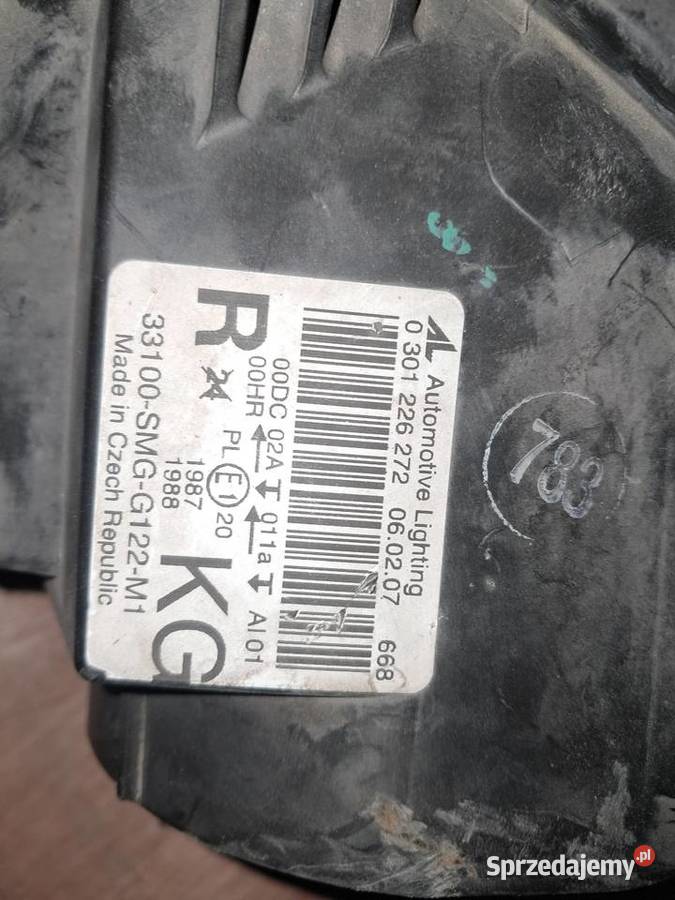 Lampa mechanizm Honda Civic Ufo 2010 osobowe Szczurowa