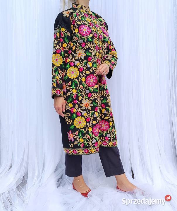 Orientalny płaszcz XXL 44 narzutka kimono czarny Szczecin