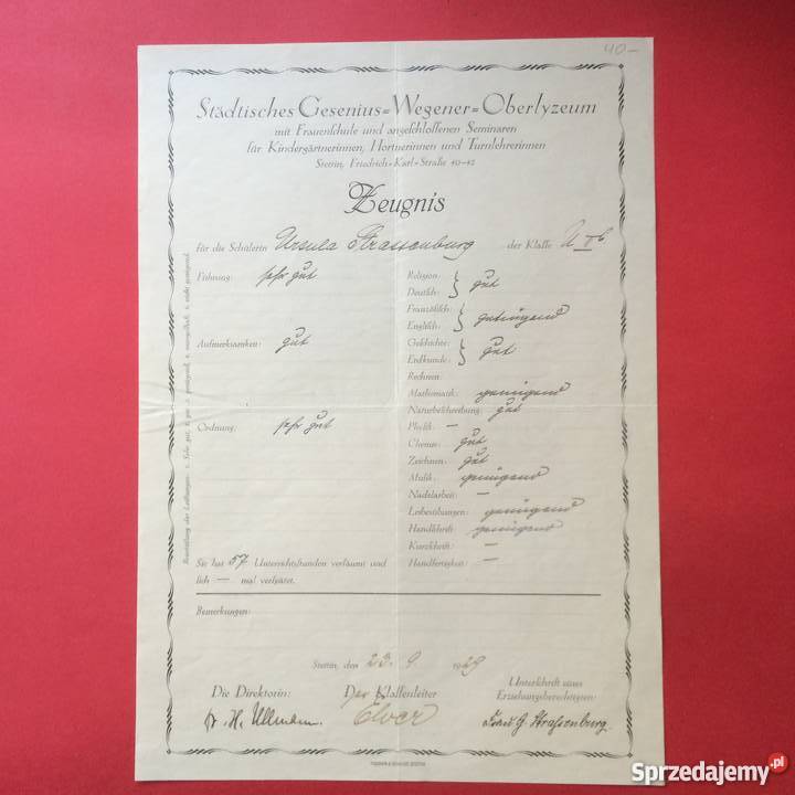 Dokument niemiecki Szczecin