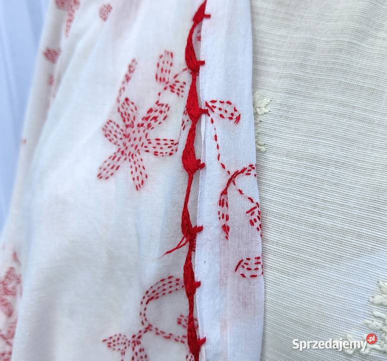 Duża chusta szal dupatta haftowana biała bawełna zachodniopomorskie Szczecin sprzedam