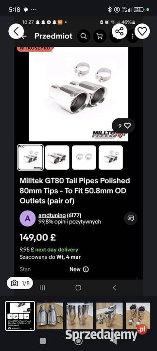 Końcówki wydechu Milltek Sport Polerowana GT 80 osobowe Suwałki