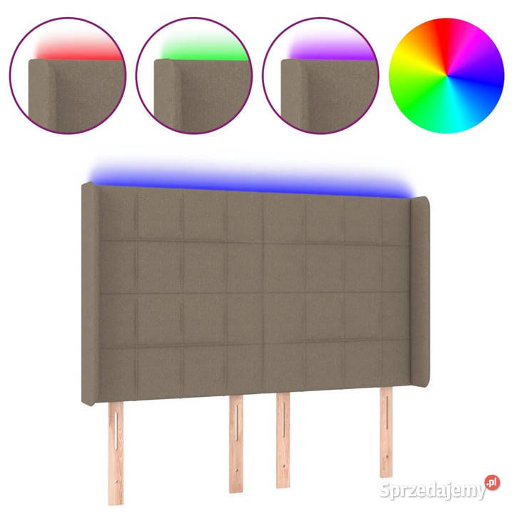 Zagłówek do łóżka z LED taupe 147x16x118128 Warszawa