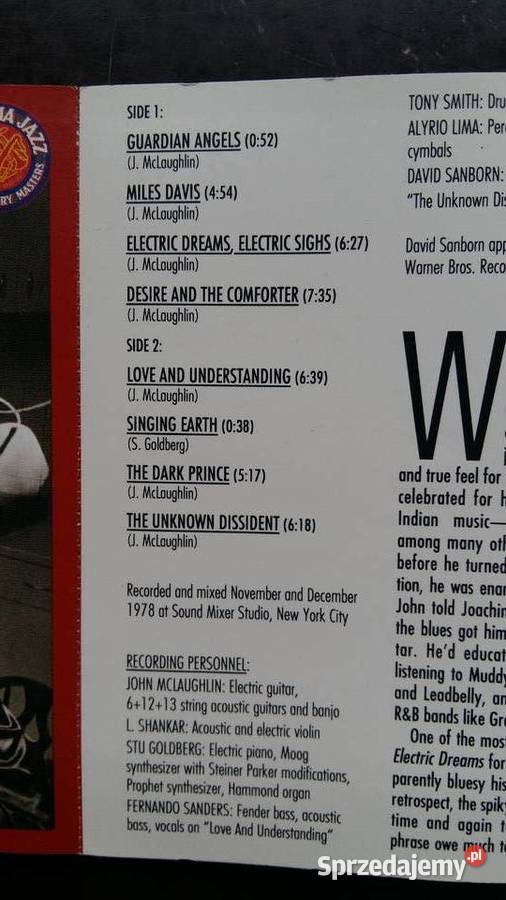 Kaseta magnetofonowa John Mclaughin wyd columbia podlaskie Siemiatycze