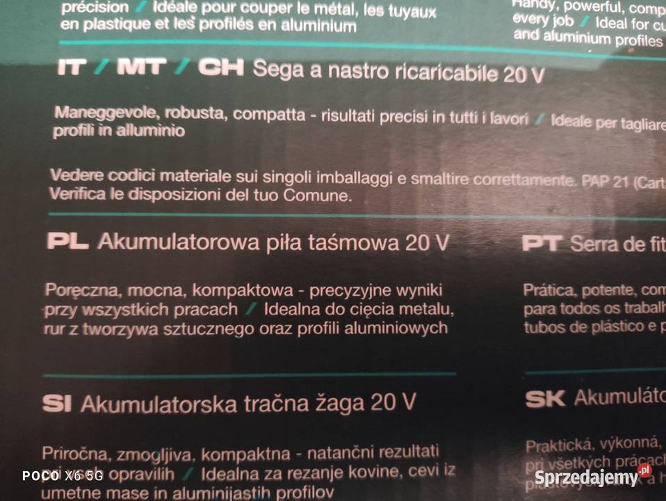 Parkside PMBA 20 li b2 Aku piła taśmowa nowa Narzędzia Bolesławiec sprzedam