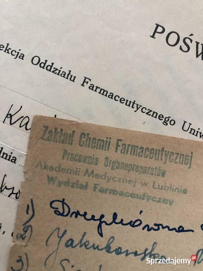 Farmacja stare dokumenty medyczne uniwersytet Łowicz