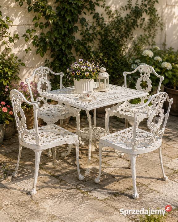 Piękny Aluminiowy Zestaw Ogrodowy Vintage Styl Zestawy mebli ogrodowych łódzkie Poddębice