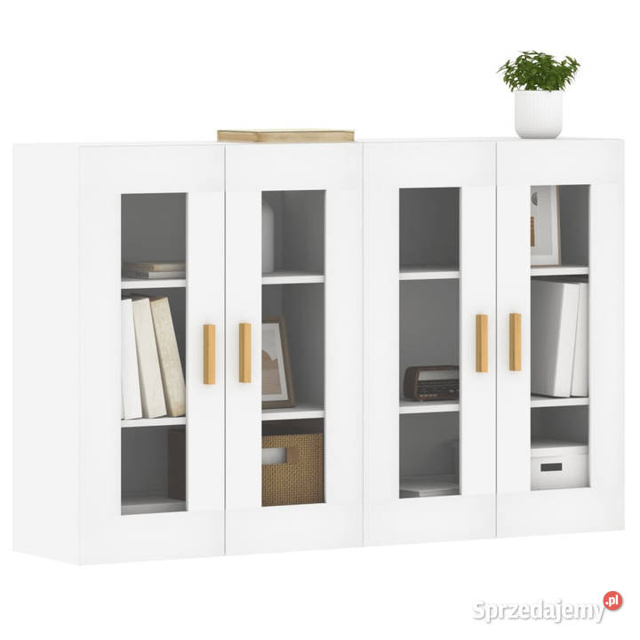 Wiszące szafki 2 białe materiał drewnopochodny