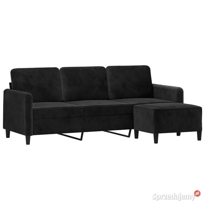 3osobowa sofa z podnóżkiem czarna 180 aksamit mazowieckie Warszawa