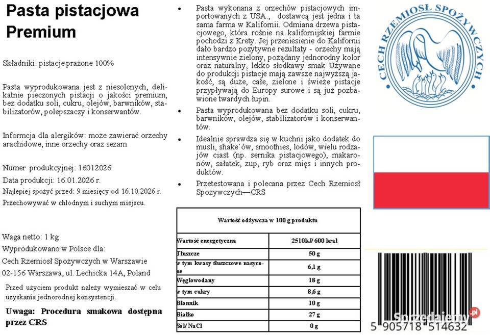 Pasta pistacjowa Warszawa