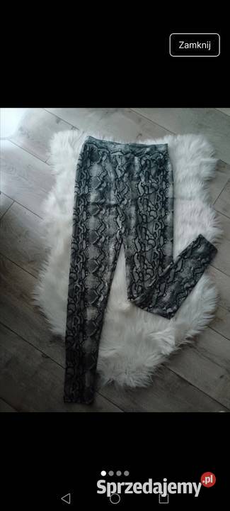 Leginsy czarne wzór węża śliskie obcisłe pretty Krosno
