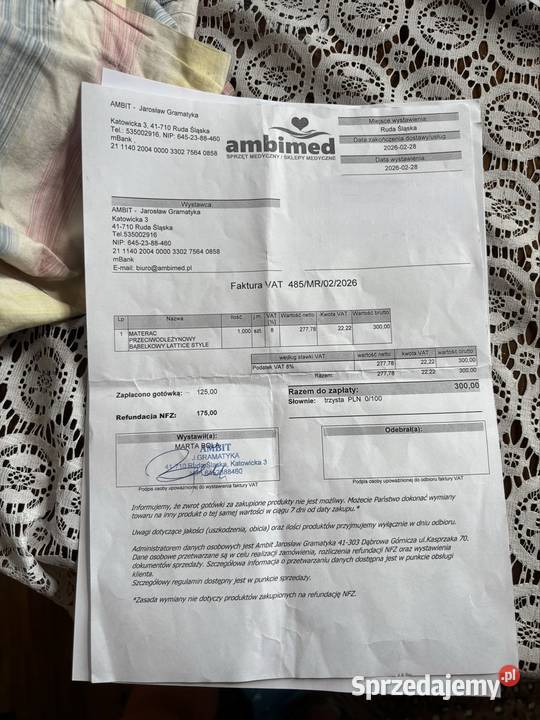 materac przeciwodleżynowy Ruda Śląska