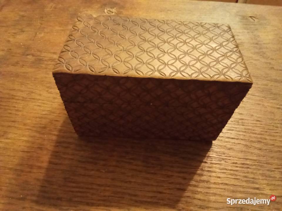 Stare drewniane pudełko z dwoma przegródkami PRL Warszawa