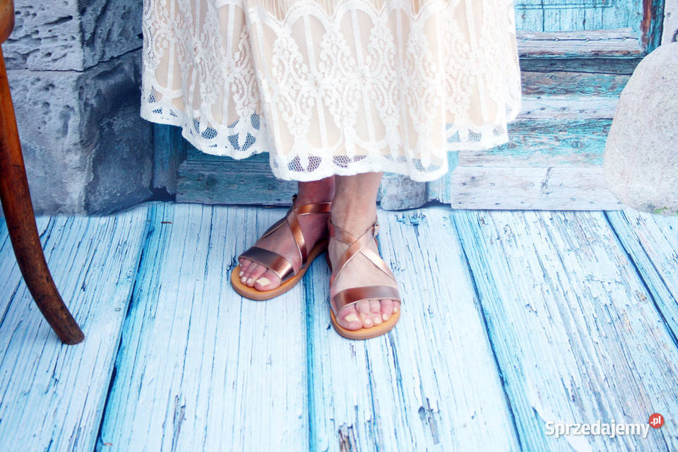 Sandałki greckie ze skóry naturalnej RÓŻNE Inna marka Poznań