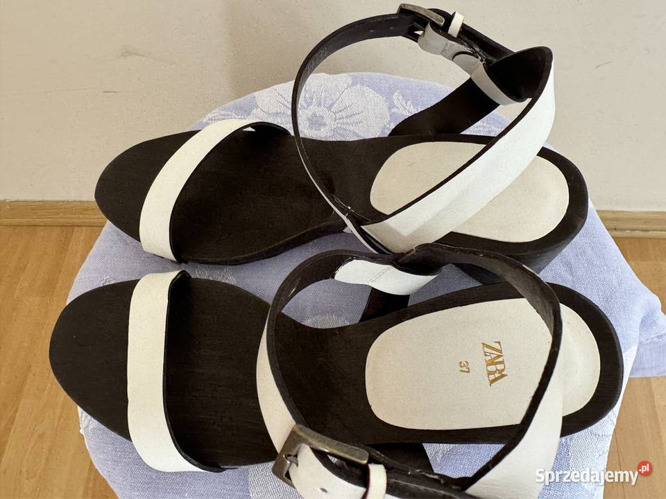 Sandały damskie 37 Zara białe skóra naturalna na Częstochowa