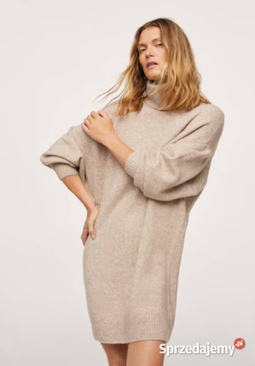 Mango Sukienka z dzianiny z golfem oversize Warszawa sprzedam