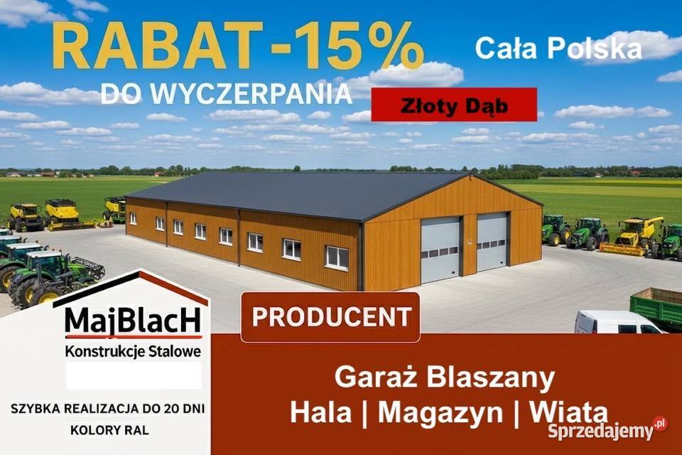 A148Drewnopodobny Garaż Blaszany Dwuspadowy Hala sprzedam